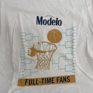 Modelo Full-Time Fans Basketball T-Shirt White Cerveza Beer Graphic Tee |0003